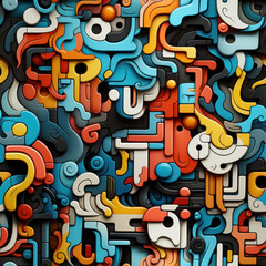 Obraz premium seamless pattern 2d graffiti