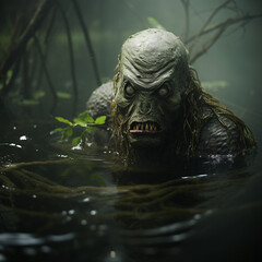 Fototapeta na wymiar A creepy Merman Swamp