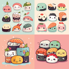 Obraz premium Sushi Delight Vector Illustration