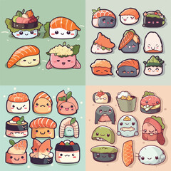Fototapeta premium Sushi Delight Vector Illustration
