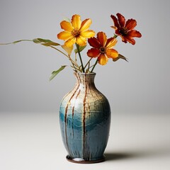 Creative composition with mock up flower plant vase by AI generate