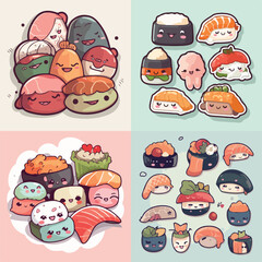 Fototapeta premium Sushi Delight Vector Illustration