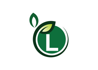 Letter L Green leaf logo design vector template. Letter L Nature Growth Leaf vector logo