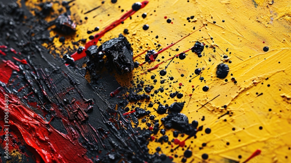 Aufkleber a close up shot of a vibrant yellow and red painting. perfect for adding a pop of color to any space