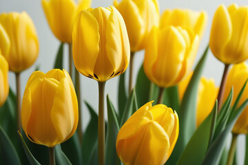 yellow tulips on a white