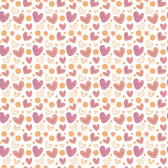 Seamless pattern with hearts, bubbles and stars