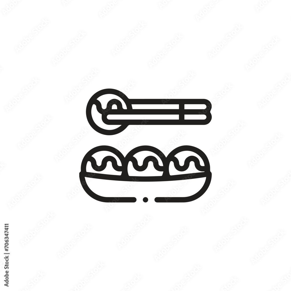 Poster takoyaki icon vector. linear style sign for mobile concept and web design. takoyaki symbol illustrat