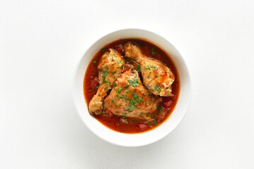 Chicken stew with tomatoes and herbs