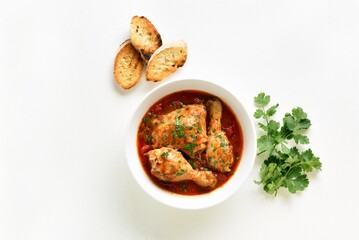 Chicken stew with tomatoes and herbs