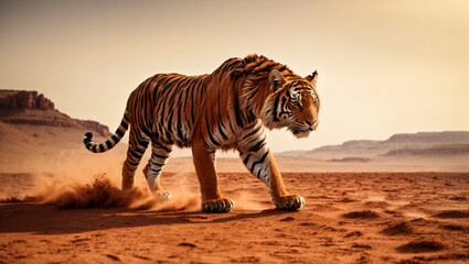Lonely tiger on planet mars