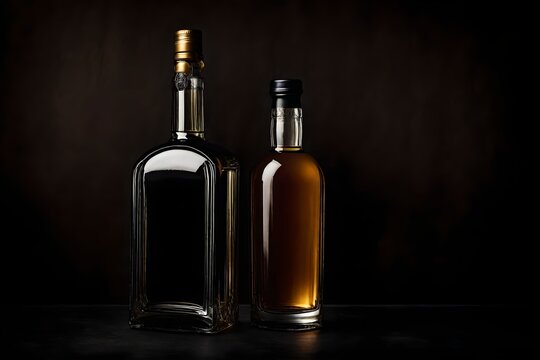 premium liquor branding , spirit bottle on dark slate background
