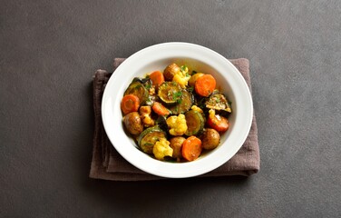 Stewed vegetables on plate