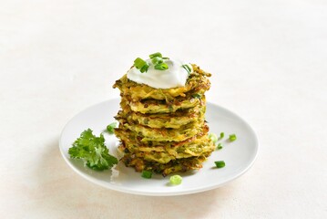 Stack of zucchini fritters