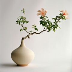 Creative composition with mock up flower plant vase by AI generate