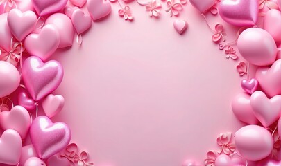Fototapeta na wymiar Valentine's day hearts ballons on love background, blank space