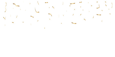 Fototapeta premium Luxury gold sparkle confetti glitter and zigzag ribbon falling down on transparent background.