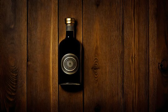 spirit  alcohol bottle template , liquor branding on wooden background