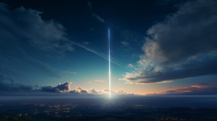 A missiles trail streaks across the vast sky