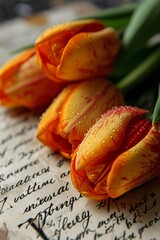 Paint a vintage tulip border with faded edges for an aged appearance in your junk journal art.