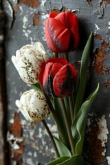 Paint a vintage tulip border with faded edges for an aged appearance in your junk journal art.