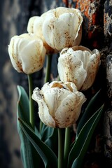 Paint a vintage tulip bouquet with a soft, muted color palette.