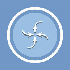 Inward arrow icon vector. Four Arrows icon vector in trendy flat style. Arrow pointing center icon image, Arrow pointing center icon illustration isolated on blue background