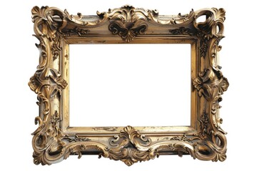 A gold picture frame placed against a clean white background. Ideal for showcasing photographs, artwork, or important documents