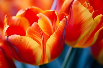 close-up shots of beautiful tulips with dew drops generative ai