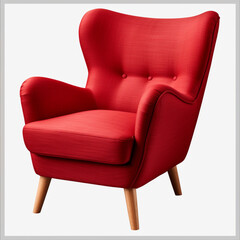Fototapeta premium photography of a red armchair isolated on a transparent background created with Generative Ai