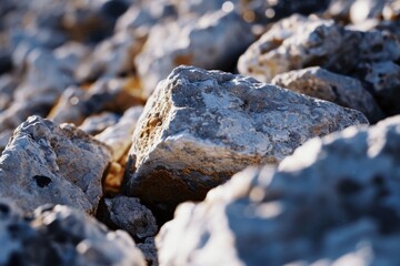 Fototapeta na wymiar A detailed view of rocks in a rugged terrain. Suitable for nature and geology themes