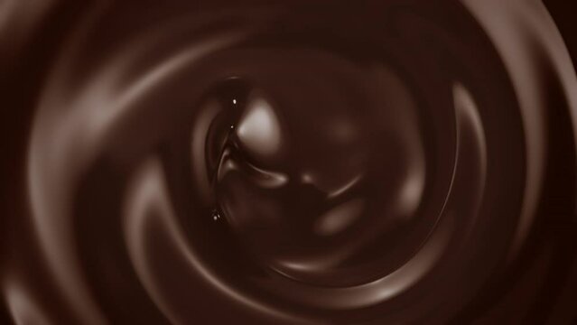 Super Slow Motion Shot of Swirling Melted Chocolate at 1000fps.