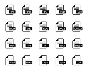 Glyph icons set for File format.