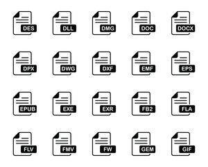 Glyph icons set for File format.