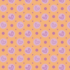 Seamless pattern with hearts and dots
