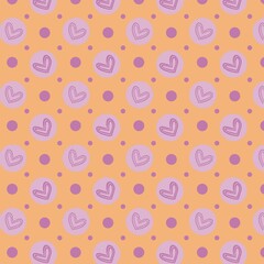 Seamless pattern with hearts and dots