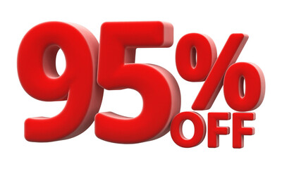 95 percentage off sale discount number red 3d render