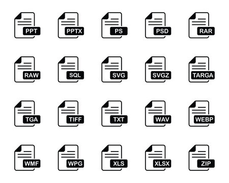 Glyph icons set for File format.