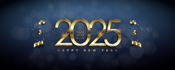 2025 Happy New Year Greeting Card - obrazy, fototapety, plakaty