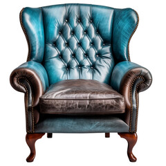 photography of a blue armchair isolated on a transparent background created with Generative Ai