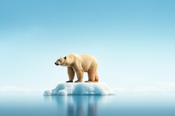 lone polar bear standing on iceberg edge