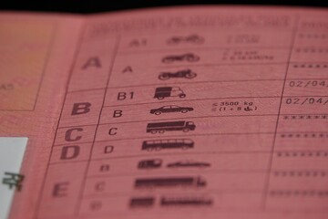 Un permis B de conduire français en papier rose 