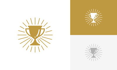 Trophy Logo, Champions Trophy Award Gold Logo Design