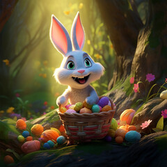 easter bunny and easter eggs