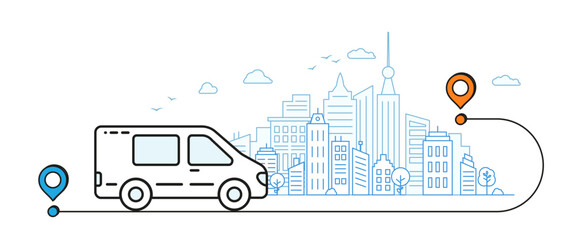 Bus and map icon. Delivery way. Blue and white. vector. road graphic