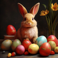 easter bunny and easter eggs