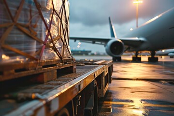 A large jetliner parked on the airport tarmac. Suitable for travel and aviation-related projects