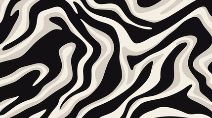 Fototapeta na wymiar Black and white zebra pattern background, in the style of irregular organic forms, dark black and light beige, bold strokes, minimalist textiles, elongated figures, bone, strip painting