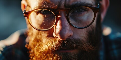 A close-up photograph of a man with glasses and a beard. Suitable for business, professional, or casual concepts