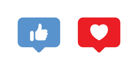 Social Media Reaction Icons Set - Heart, Like, Thumbs Up Symbols - obrazy, fototapety, plakaty