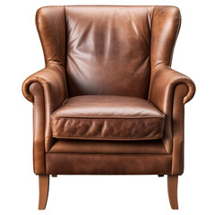 photography of a brown armchair isolated on a transparent background created with Generative Ai